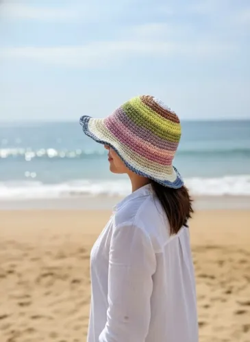chapéu estilo crochê colorido para praia parque etc estilo e conforto no verão