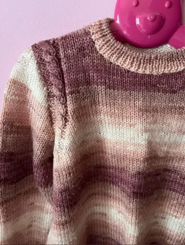 Suéter Infantil Tricot Listrado com Detalhe em Trança