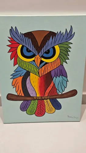 Quadro Decorativo Coruja Colorida