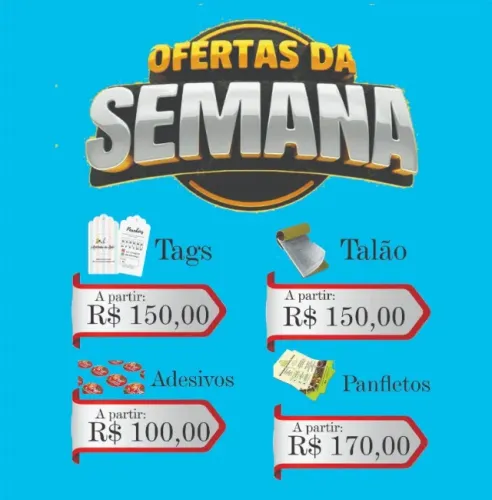 Ofertas da semana : Panfletos, tags, adesivos, talão de pedido 
