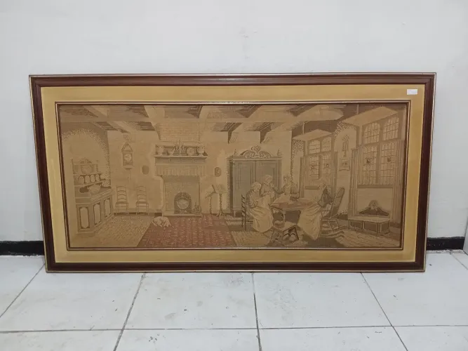 Quadro Tapeçaria com Moldura de Madeira