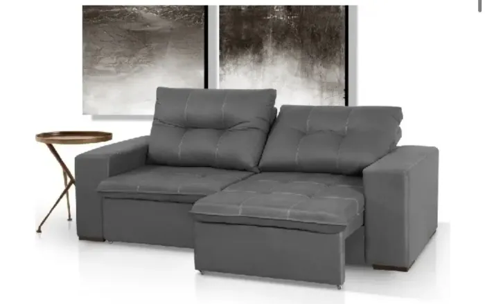 Sofá Cinza Modular com Chaise 2.20 mts