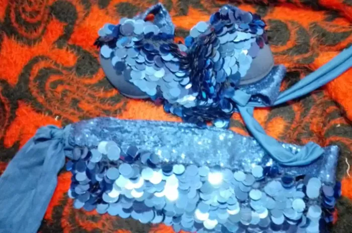 Conjunto de dança do ventre azul