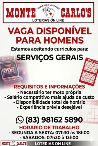 Vaga de emprego - serviços gerais