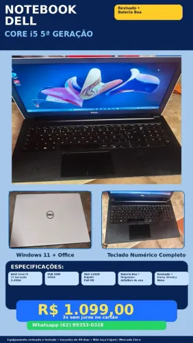 Notebook Dell Core i5 2.2 Ghz/ SSD 128Gb/ 8GB/