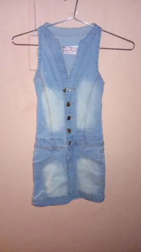 Vestido Jeans Infantil Miss Lunna Tam 28 Salopete Jardineira