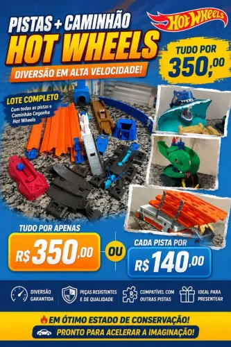 Lote Hot Wheels Pistas + Caminhão + Tubarão e Cobra