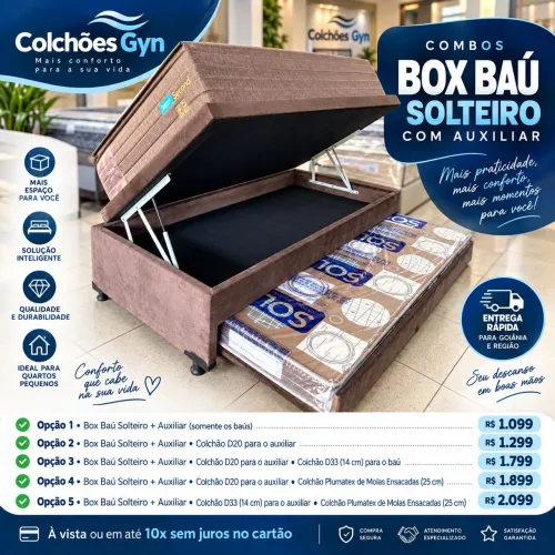 Box Baú Solteiro com Auxiliar - Pronta Entrega?