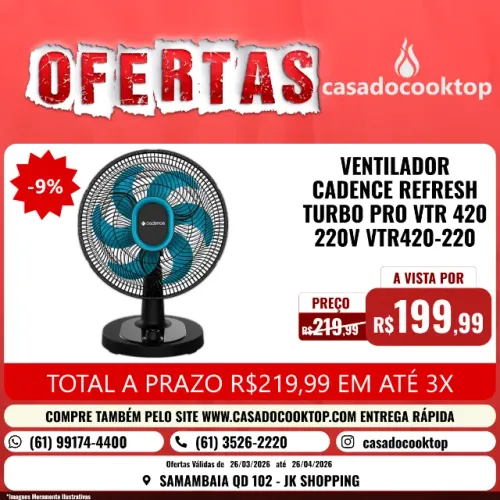 VENTILADOR CADENCE REFRESH TURBO PRO VTR420 220V VTR420-220