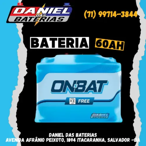 Bateria Onbat automotiva 60ah amperes, em Salvador - Bahia