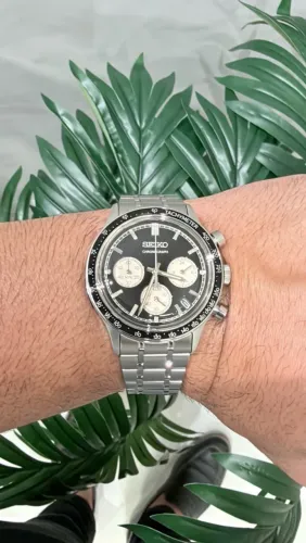 SEIKO (PANDA REVERSO) ESSENTIALS CHRONOGRAPH, FULL SET, NOVO, SEM USO