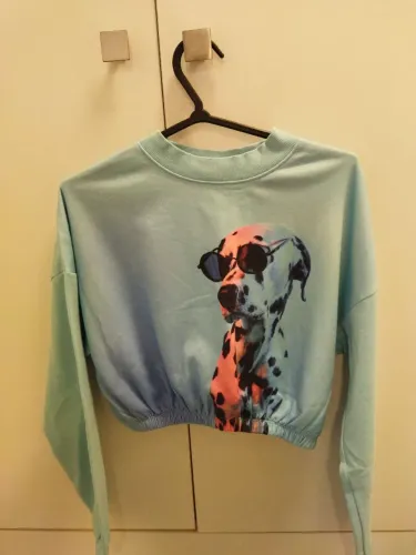 Moletom Cropped H&M Original Azul Dálmata Tam 12-14A Veste PP Adulto