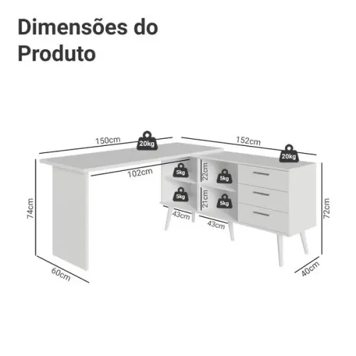 Escrivaninha/Mesa de escritório de canto