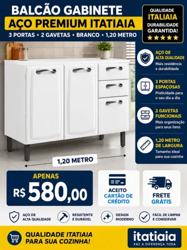 Balcão de Cozinha Itatiaia Aço Premium