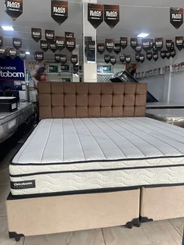CONJ ORTOBOM SUPER KING(2,03x1,98)]( COLCHÃO+BOX+CABECEIRA)