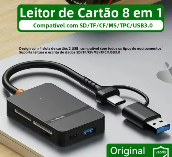 Leitor de cartões 8 em 1