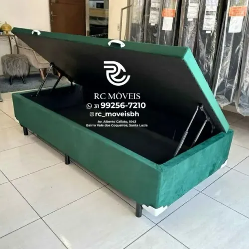 Cama box estruturada Baú Solteiro 88x1.88 Blindado com Pistão a Gás