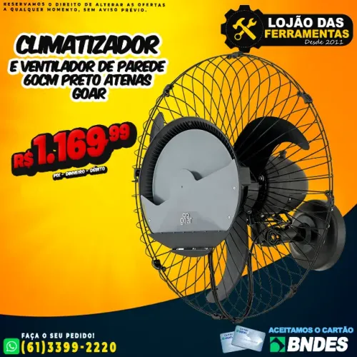 Climatizador e Ventilador Atenas de Parede 60cm Preto Goar