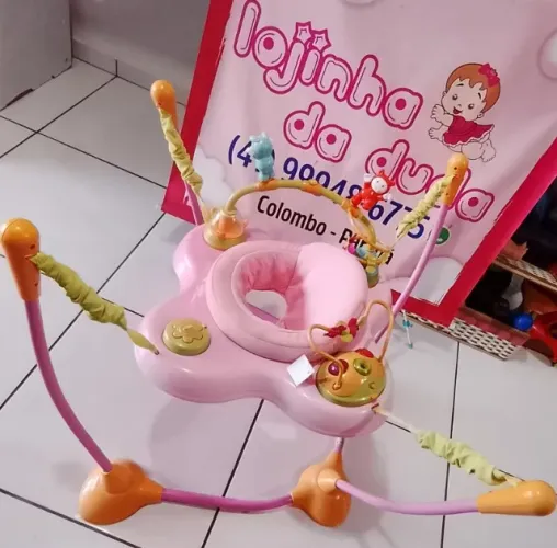 Jumper Safety musical rosa, assento gira 360, regulagem d altura