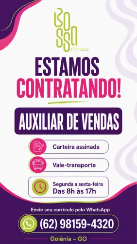 Bossa Fitness Contrata Auxiliar de Vendas