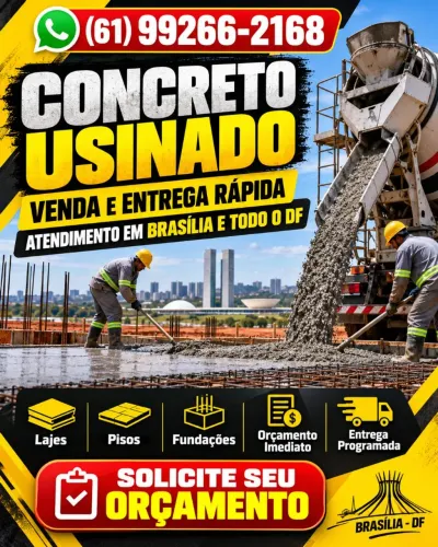 Concreto Usinado DF | FCK 20, 25, 30 e 35 | Entrega Rápida