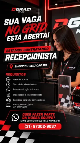 Vaga para recepcionista - shopping estação