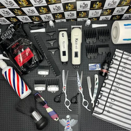 Kit Barbeiro Completo - Máquinas, Tesouras e Acessórios
