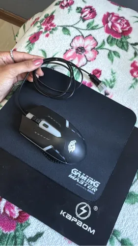 Combo Gamer: Mouse K-Mex LED + 2 Mousepads - Muito Novo