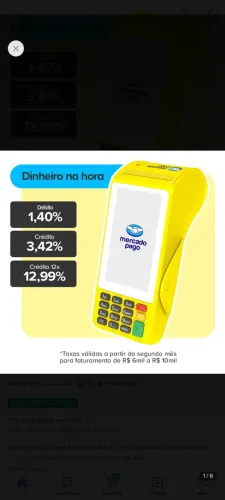 Maquininha De Cartão Pro 3 Mercado Pago Point Amarela Vivo 4g/Wifi/Nfc