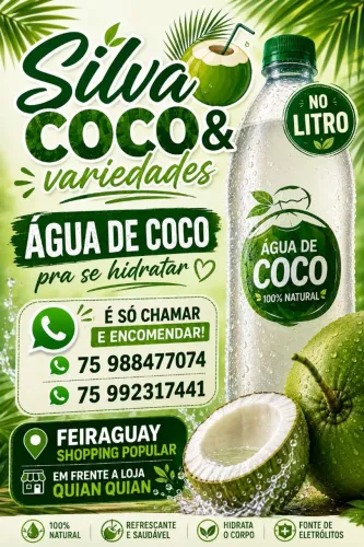 Encomende sua água de coco no litro! 100% Natural