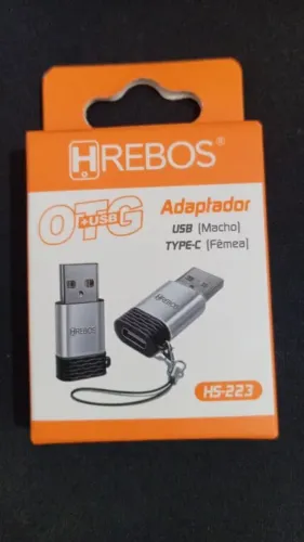 Adaptador Hrebos, Otg USB Macho, Compativel USB Tipo C Fêmea