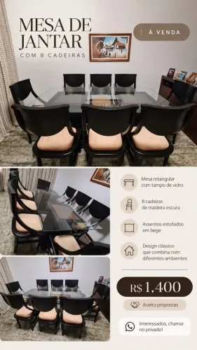 Mesa jantar 8 cadeiras 