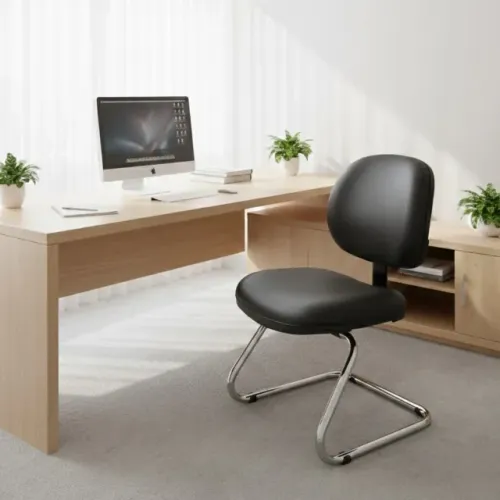 Cadeira Executiva LISA Base em "S" Cromada Preta Conforto Ergonômico Modelo 31015