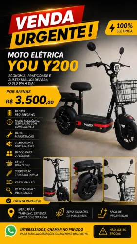 Moto Elétrica YOO Y200 - R$ 3.500
