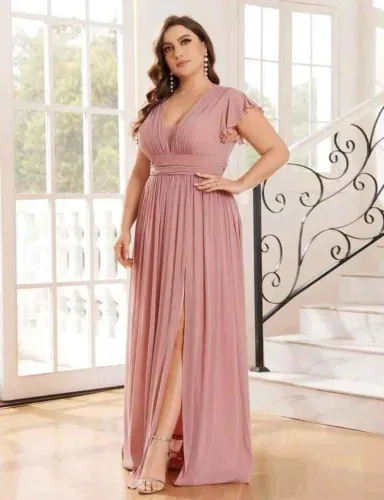 Vestido de festa plus Size Rosé Madrinha/Dama de honra