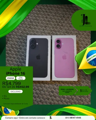 IPHONE 16, 256GB, CHIP FÍSICO, LACRADO, EXCLUSIVO!