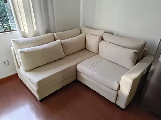 Sofá de Canto que Vira Cama Casal - Resistente e Confortável em Sarja