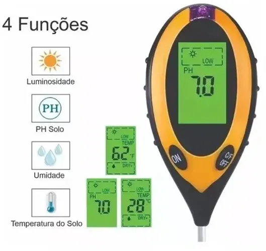 Medidor de Humidade / PH 4 em 1