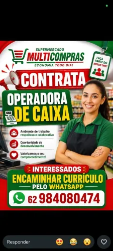 Vaga para Operadora de Caixa