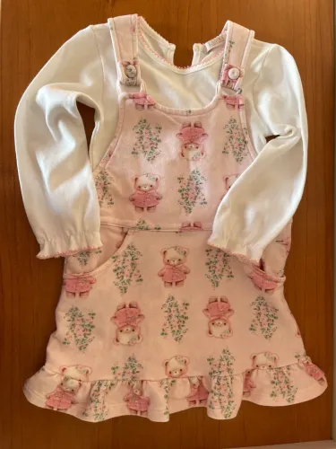 Vestido de inverno rosa infantil - 12 meses