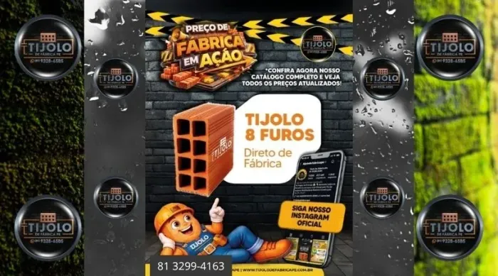 tijolo 8 furos 9 milheiros para sua obra