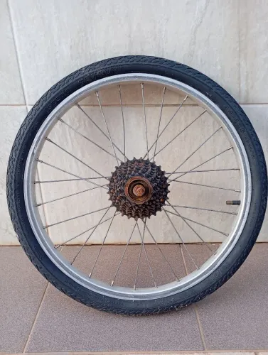 Roda aro alumínio 20 bicicleta com catraca 7 velocidades