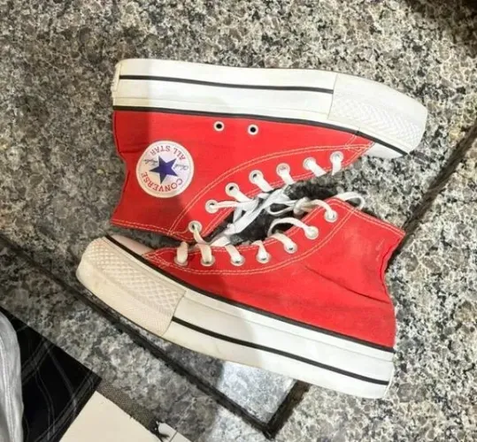 tênis converse all star plataforma vermelho