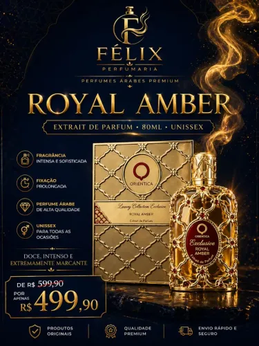 Royal Amber Orientica Extrait 80ml Unissex Perfume Árabe Premium