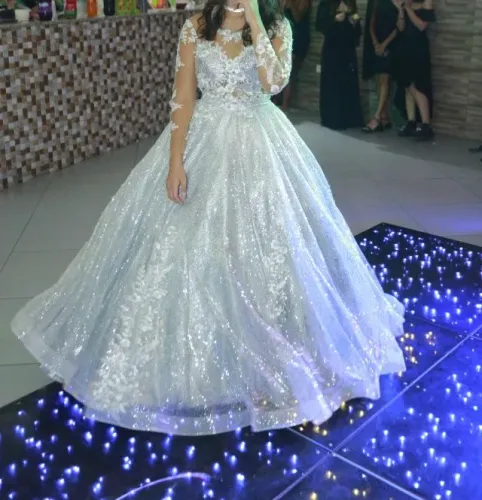 vestido debutante prata 2 em 1 (novo)