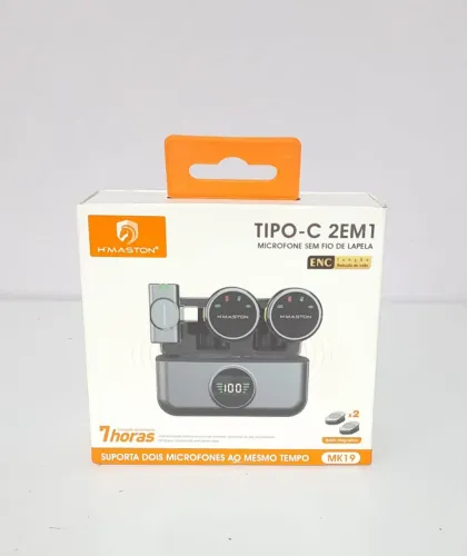 Microfone de Lapela Sem Fio H'Maston MK19 Tipo C Novo