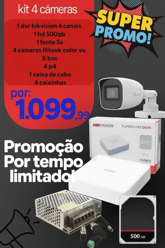 Kit promo DVR + câmeras de segurança