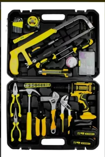 Kit Parafusadeira + Oficina De Bateria De Litio Bomvink Cor Amarelo