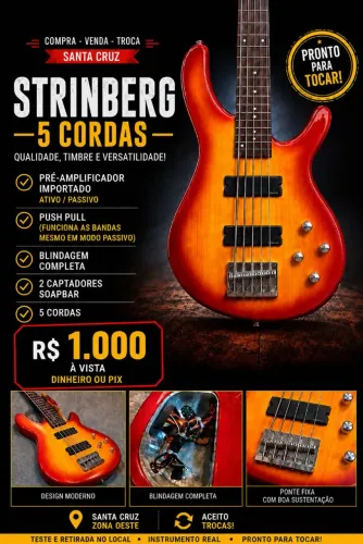 Baixo 5 cordas strinberg com upgrade