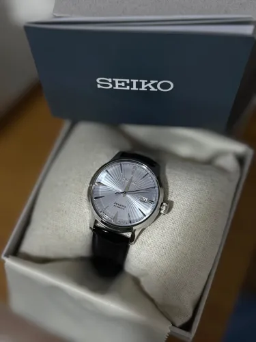 Relógio Seiko Presage Cocktail Time Automático Masculino Couro Azul SRPB43J1